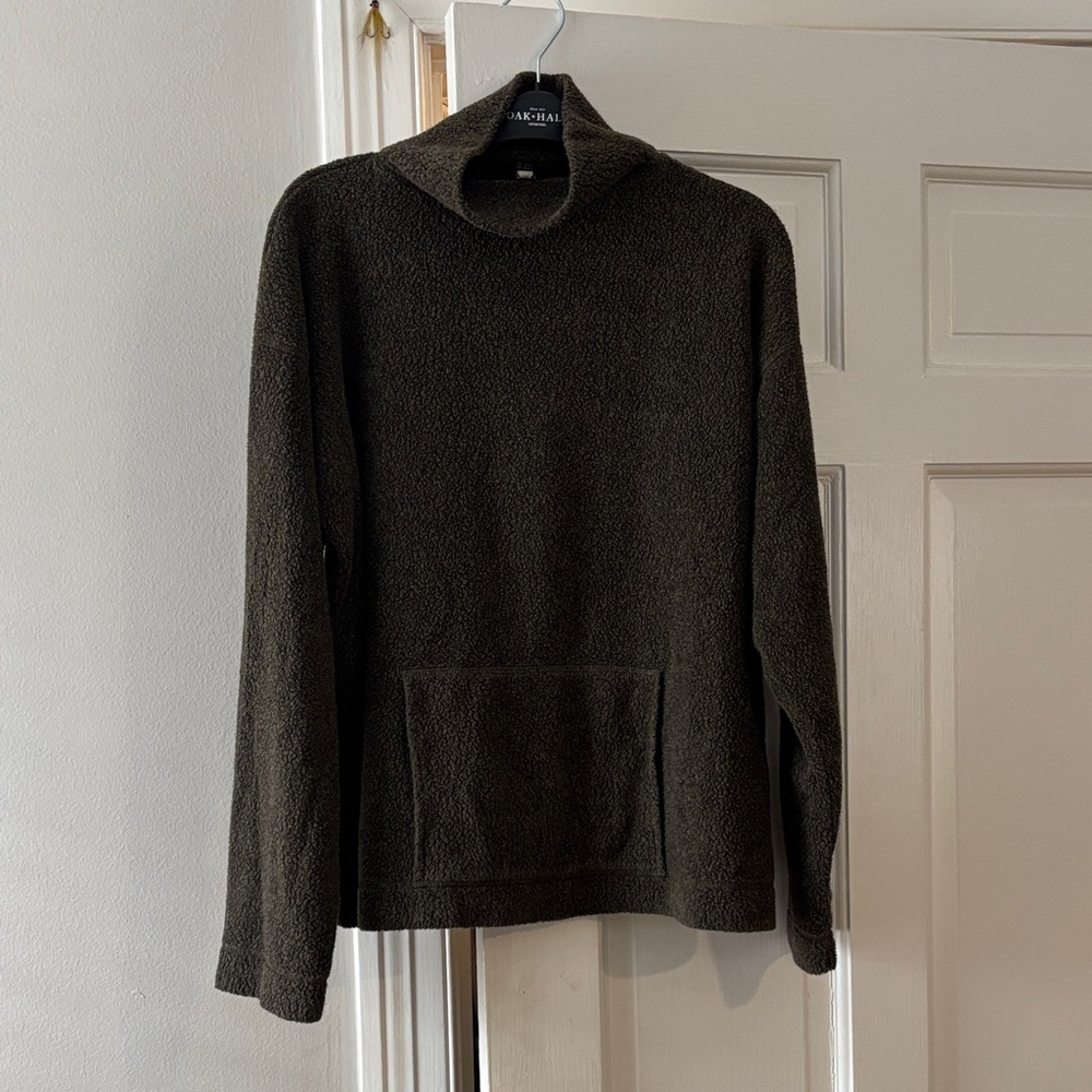 Eileen Fisher women’s hunter green, nubby, mock neck sweater.  Small